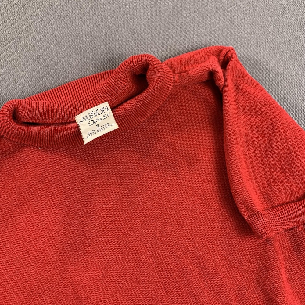 VTG Allison Daley Sweater Women SM Red Mock Neck Short Sleeve Rib Knit Hong Kong